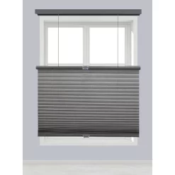 Linen Avenue Cordless Top Down Bottom Up Cellular Shade, Dark Grey