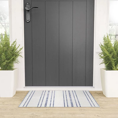 Holli Zollinger AEGEAN MULTI STRIPE Looped Vinyl Welcome Mat - Society6
