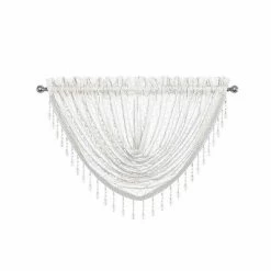 Kate Aurora Elegant Crystal Beaded Chevron Design Window Curtain Valances