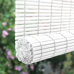 36" X 72" Outdoor Oval Vinyl Cord-Free PVC Rollup Blinds White - Radiance