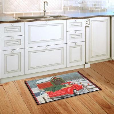 Briarwood Lane Festive Covered Bridge Christmas Doormat Red Pickup Truck Indoor Outdoor 30" X 18" - Image 3