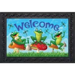 Happy Frogs Summer Doormat Welcome Indoor Outdoor 30" X 18" Briarwood Lane