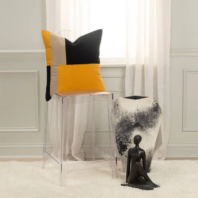 20"x20" Oversize Color Block Poly Filled Square Throw Pillow Yellow - Rizzy Home