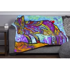 Dawhud Direct 50" X 60" Colorful Dean Russo Fox Fleece Throw Blanket For Women, Men And Kids