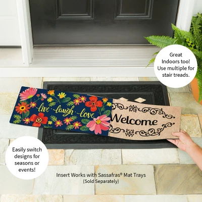Evergreen Live Laugh Love Floral Sassafras Indoor Outdoor Switch Doormat 1'10"x10" Blue - Image 3