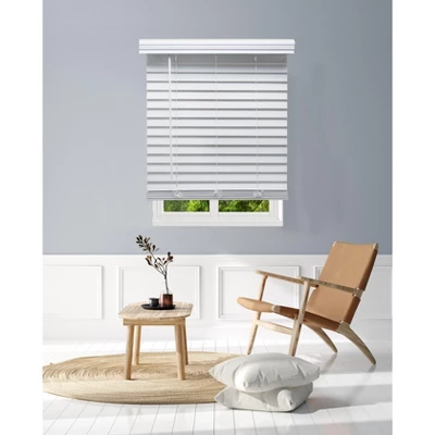 Linen Avenue Cordless Faux Wood Blind, Outside Mount