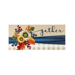 Evergreen Indoor Outdoor Doormat Bundle Set Of 5 - Frame And 4 Welcome Seasonal Inserts Halloween Pumpkin Gnome Gather Harvest Thanksgiving