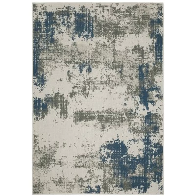 Trinity Modern Distressed Abstract Patio Area Rug Beige/Blue - Captiv8e Designs - Image 11
