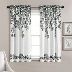 Home Boutique Tanisha Light Filtering Window Curtain Panels Black/White 52X63+2 Set