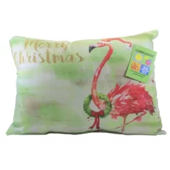 Home Decor Holiday Arianna Flamingo Pillow - One Pillow 12 Inches - Climaweave Christmas - Shhafm - Polyester - Green