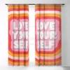 Showmemars Love Yourself Retro Type Single Panel Sheer Window Curtain - Society 6