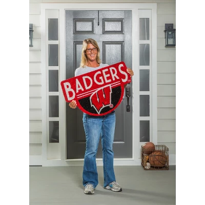 Evergreen University Of Wisconsin-Madison Indoor Outdoor Natural Shaped Coir Doormat 1'6"x2'4" Multicolored - Image 2