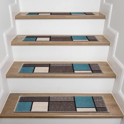 World Rug Gallery Contemporary Modern Boxes Non-Slip Stair Treads - Image 5