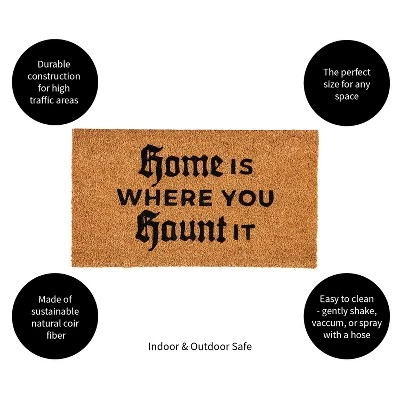 Evergreen 16 X 28 Halloween Greeting Coir Mat, Home Is Where You Haunt It For Indoor And Outdoor Decor - Image 2