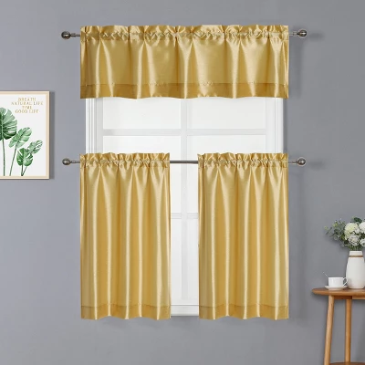 Kate Aurora Parisian Living Complete 3 Piece Lightweight Sheer Cafe Kitchen Curtain Tier & Valance Set - Image 7