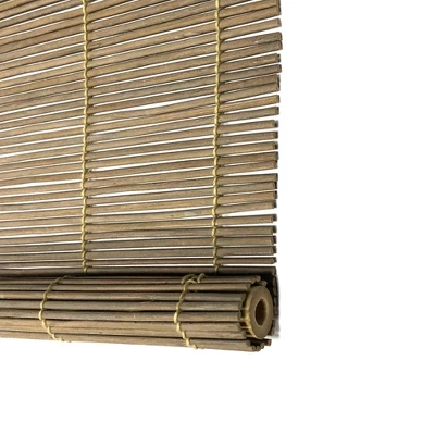 48" X 72" Outdoor Imperial Matchstick Rayon From Bamboo Cord-Free Natural Rollup Blinds Driftwood - Radiance - Image 2