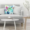 Abstract Flowers & Leaves On Blue By Liz And Kate Pope Throw Pillow - Americanflat