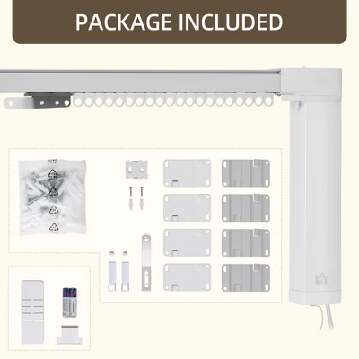 HOMCOM Smart Curtains System With Adjustable Tracks Rod (up To 180 In), Compatible With Alexa, Google Home Voice, WiFi App, Remote Control, White - Image 4