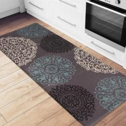 World Rug Gallery Contemporary Modern Floral Anti Fatigue Standing Mat