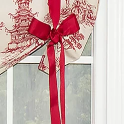 Naomi Tie-Up Ribbon Tie 3" Rod Pocket Valance 50" X 21" Red By RLF Home