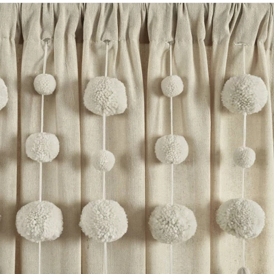 Boho Pom Pom Tassel Linen Window Curtain Panel - Lush Décor - Image 2