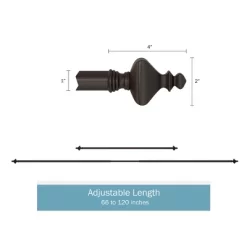 Hastings Home 1 Inch Curtain Rod With Finials (Bronze)