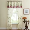 Collections Etc Magnolia Garden Floral Leaf Rod Pocket Window Curtains - Country Cottage Chic Design
