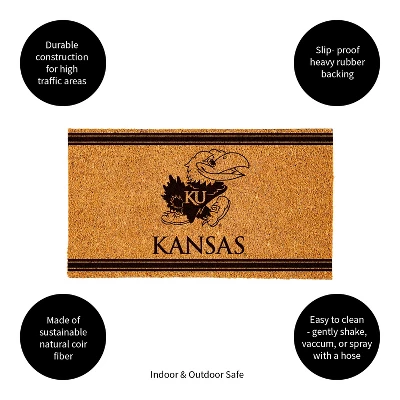 Evergreen University Of Kansas Logo Turf Mat, Brown- 28 X 16 Inches Indoor Outdoor Doormat - Image 3