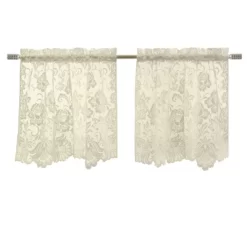 Habitat Limoges Sheer Rod Pocket Curtain Tiers For Any Room Floral Lace Design Pair Ivory