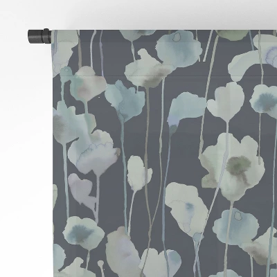 Ninola Design Watery Abstract Flowers Navy Single Panel Sheer Window Curtain - Deny Designs - Image 3