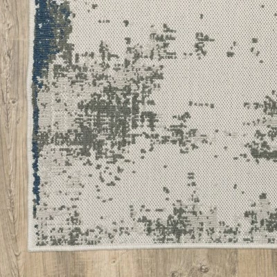 Trinity Modern Distressed Abstract Patio Area Rug Beige/Blue - Captiv8e Designs - Image 7