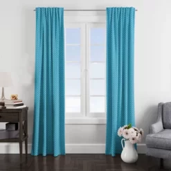 Bacati - Aqua Arrows Cotton Printed Single Window Curtain Panel