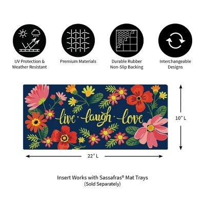 Evergreen Live Laugh Love Floral Sassafras Indoor Outdoor Switch Doormat 1'10"x10" Blue - Image 2