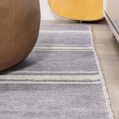 Bande Distressed Ticking Stripe Machine-Washable Area Rug - JONATHAN Y - Image 7